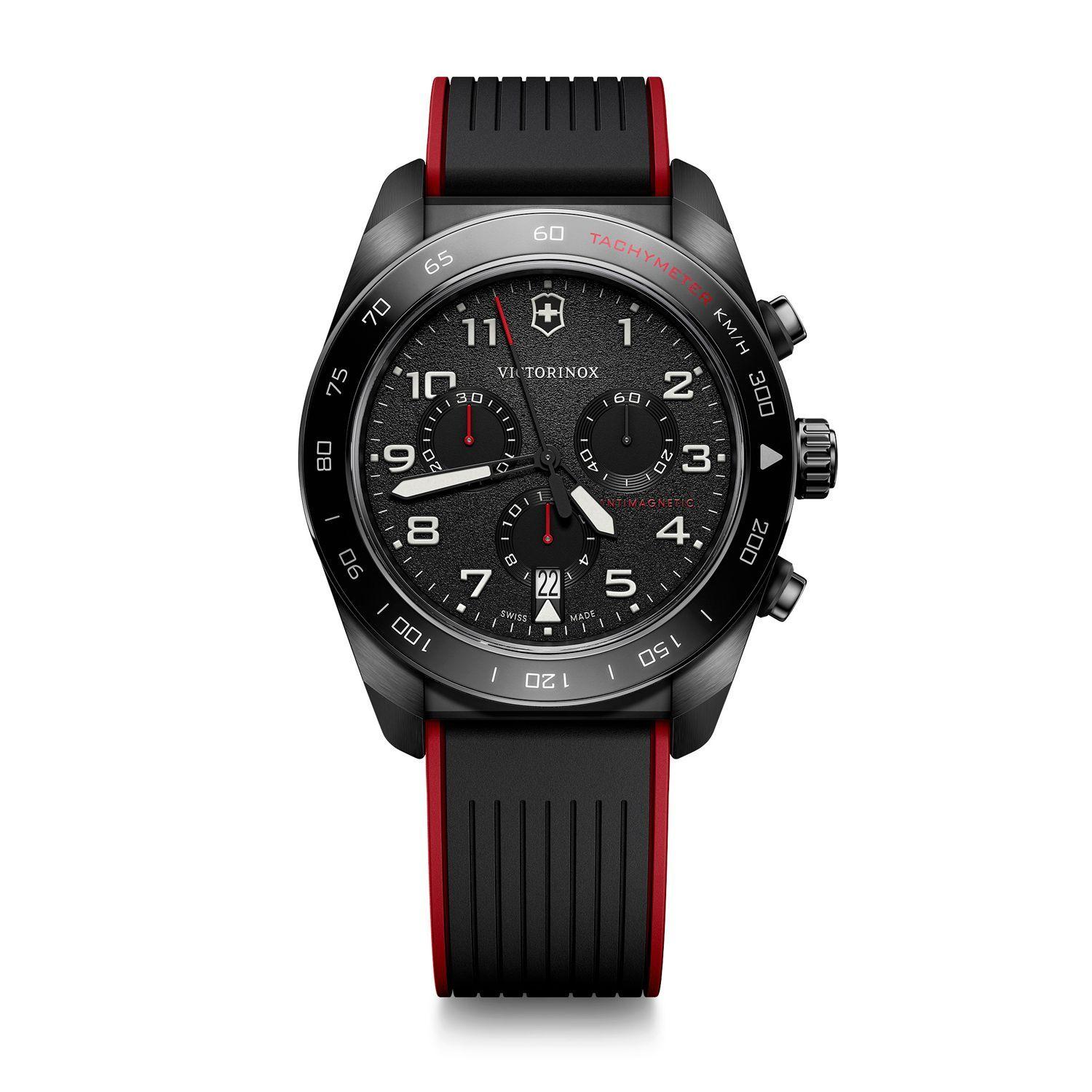 Reloj Swiss Army Chrono Correa de Caucho Negro/Rojo Victorinox-0