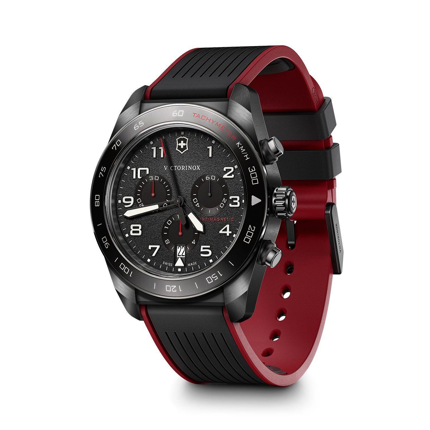 Reloj Swiss Army Chrono Correa de Caucho Negro/Rojo Victorinox-1