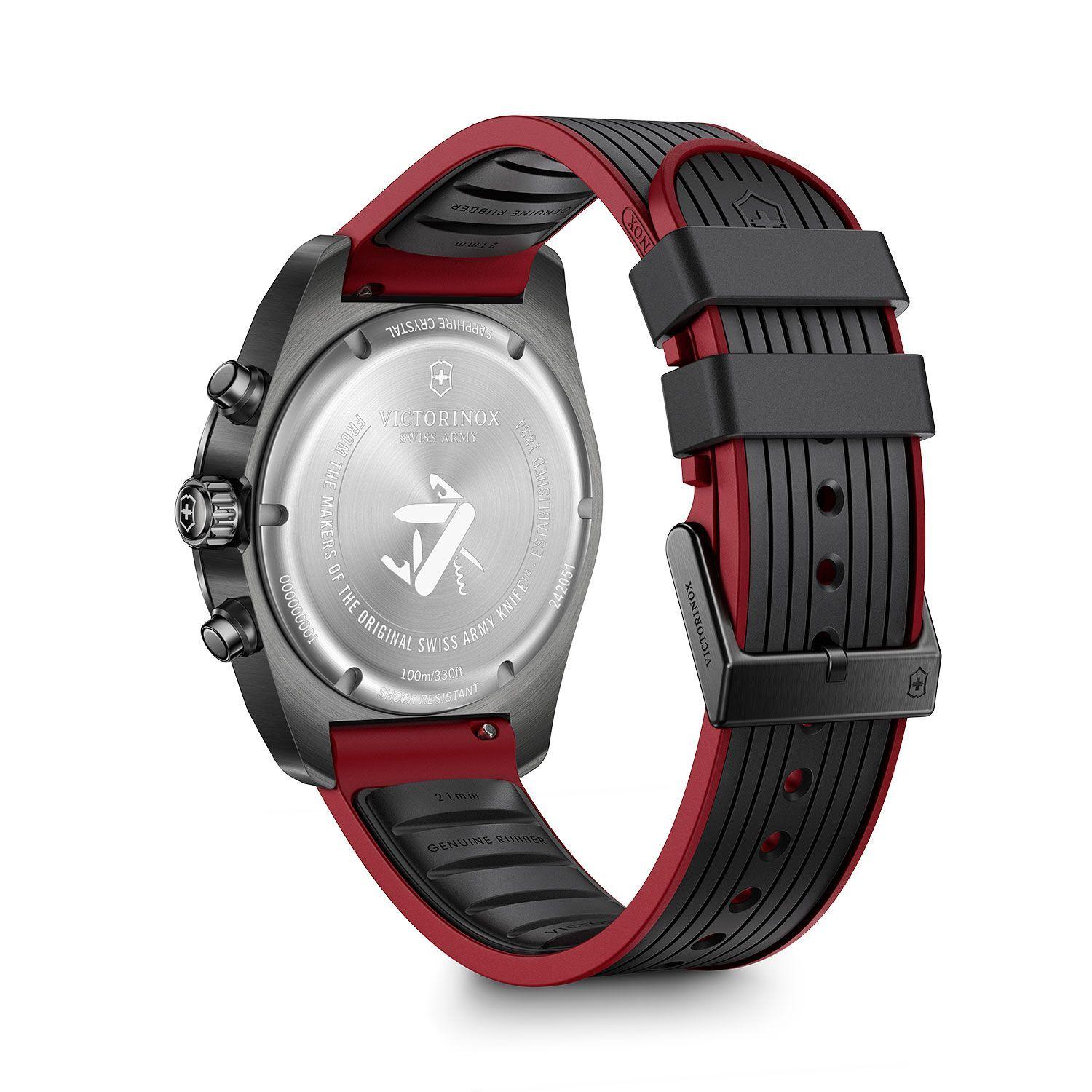 Reloj Swiss Army Chrono Correa de Caucho Negro/Rojo Victorinox-4
