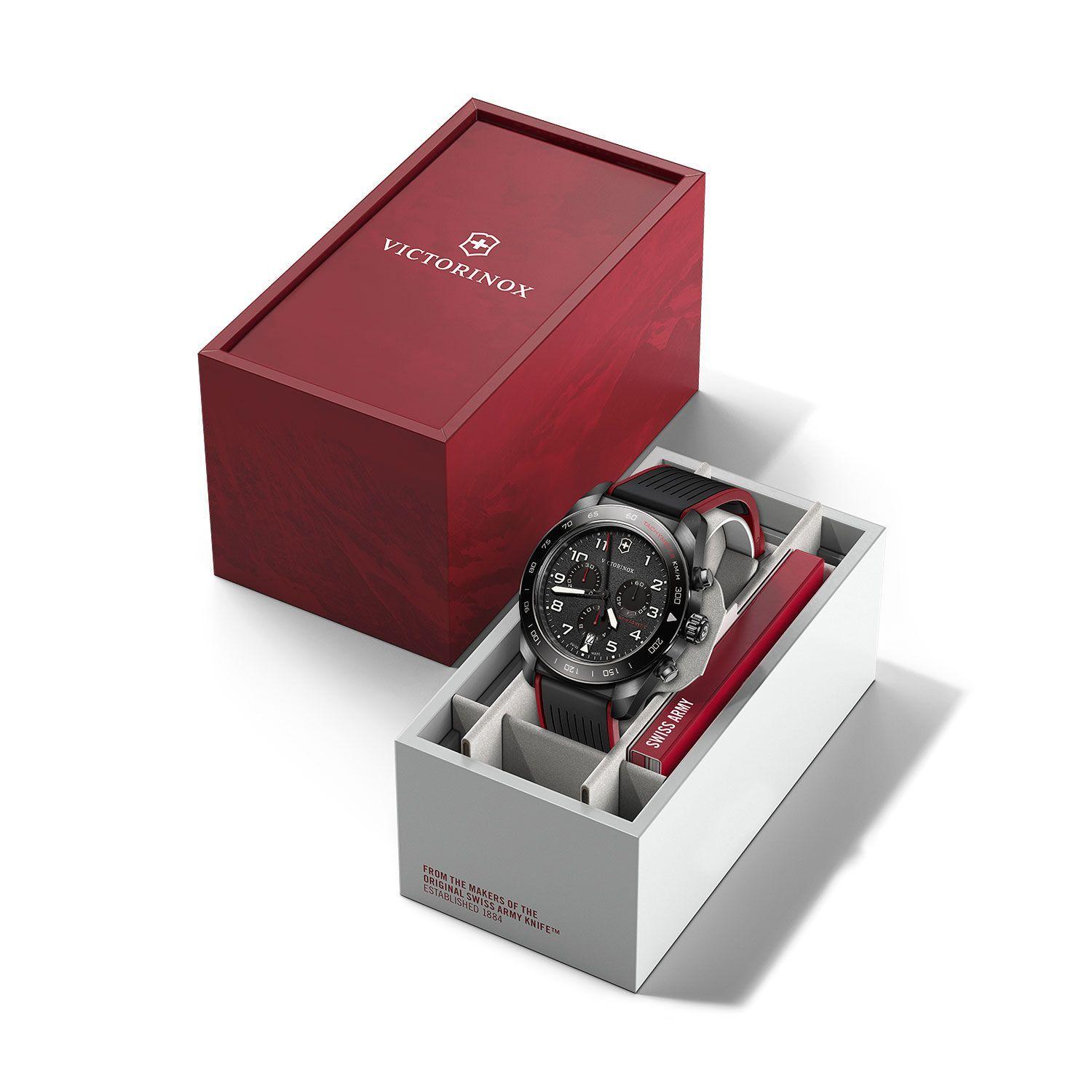 Reloj Swiss Army Chrono Correa de Caucho Negro/Rojo Victorinox-5