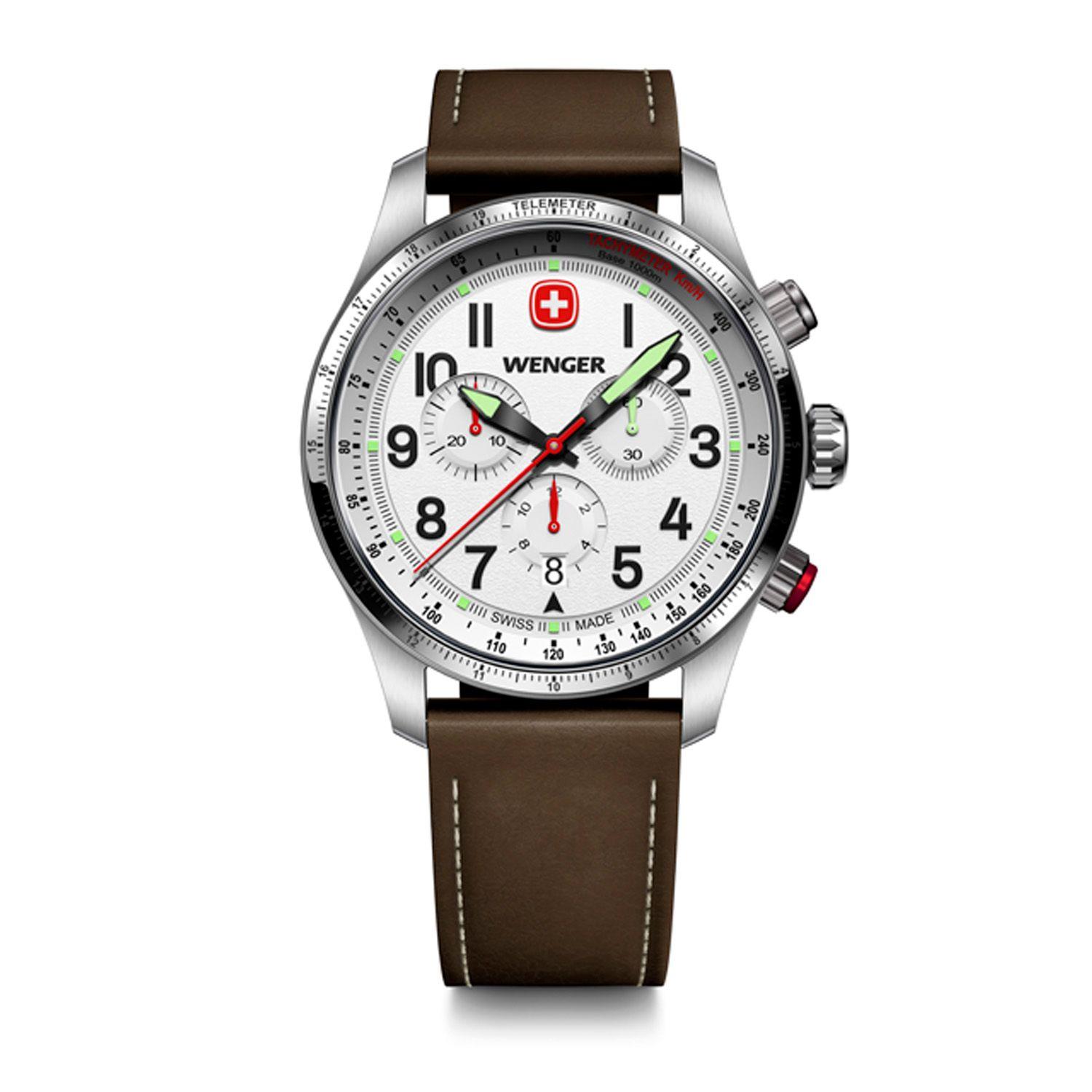 Reloj Terragraph Chrono blanco correa de cuero Wenger-0