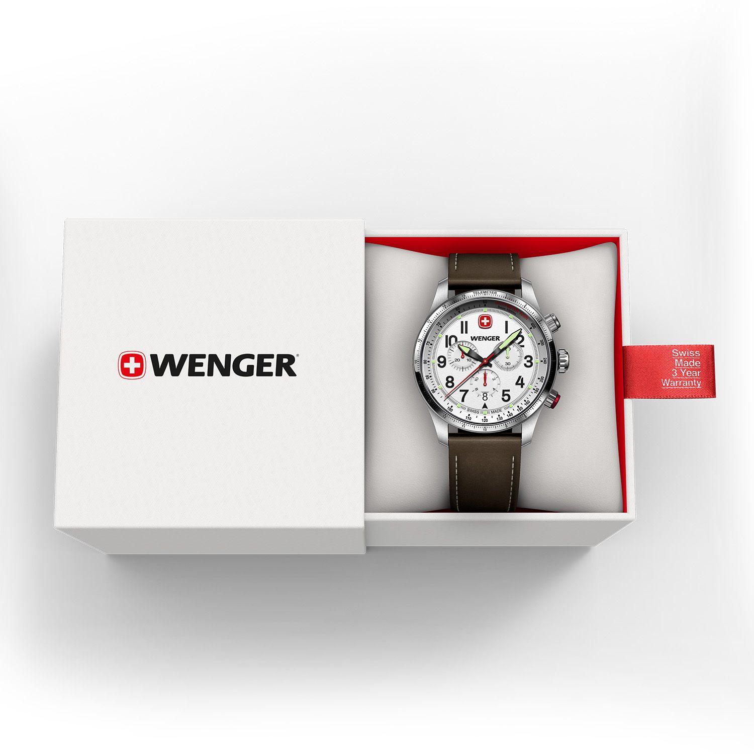 Reloj Terragraph Chrono blanco correa de cuero Wenger-2