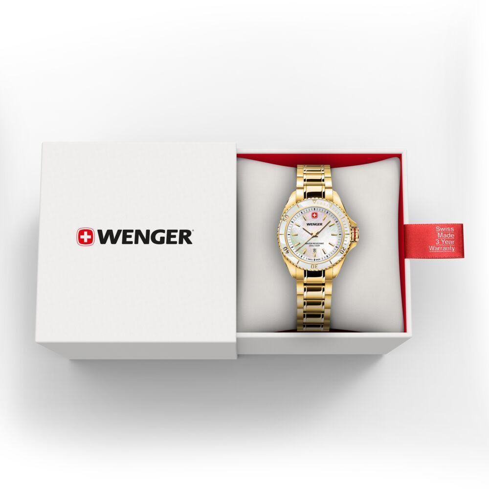 Reloj Executive correa acero dorado Wenger-3