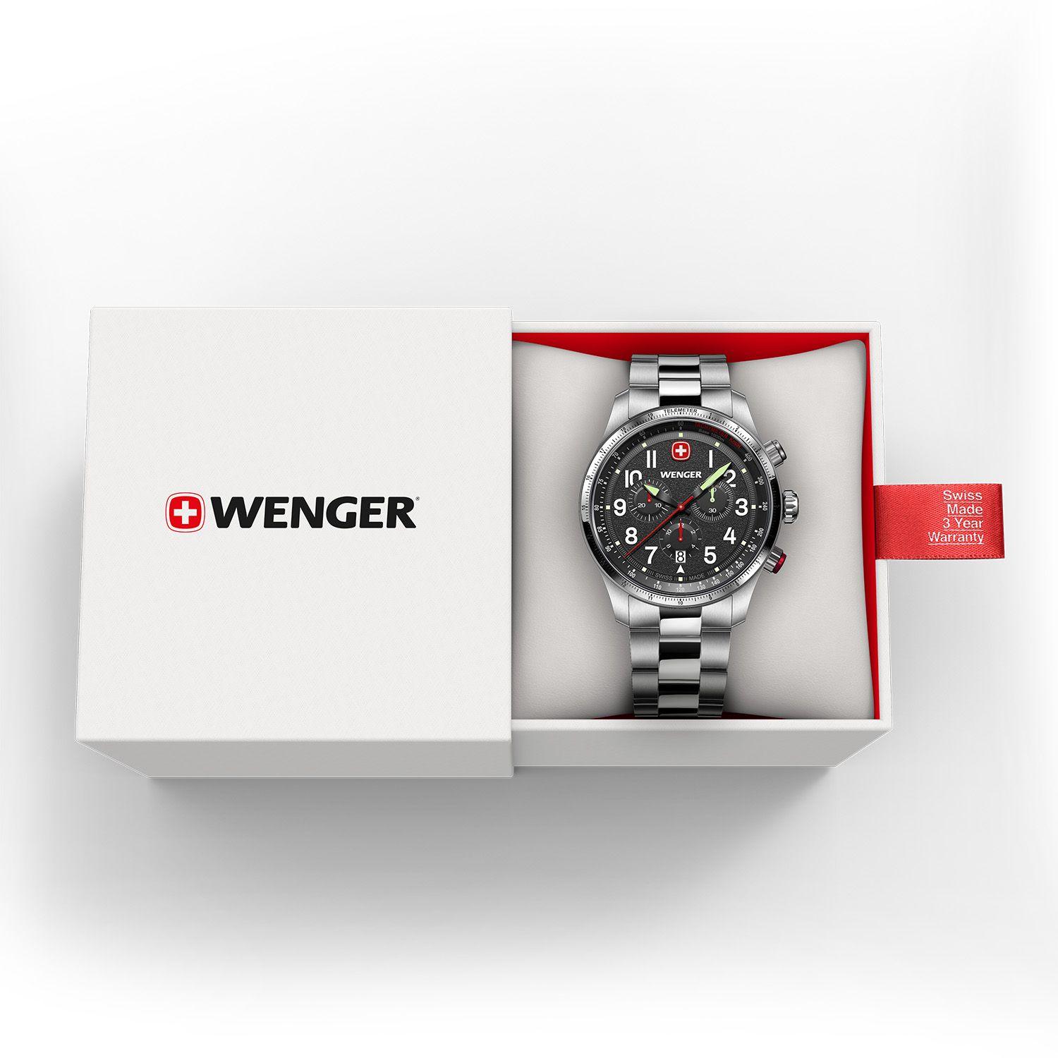 Reloj Terragraph Chrono negro correa de acero Wenger-3