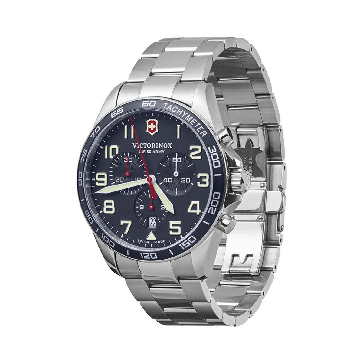 Reloj Fieldforce Chrono correa acero inoxidable dial azul Victorinox-1