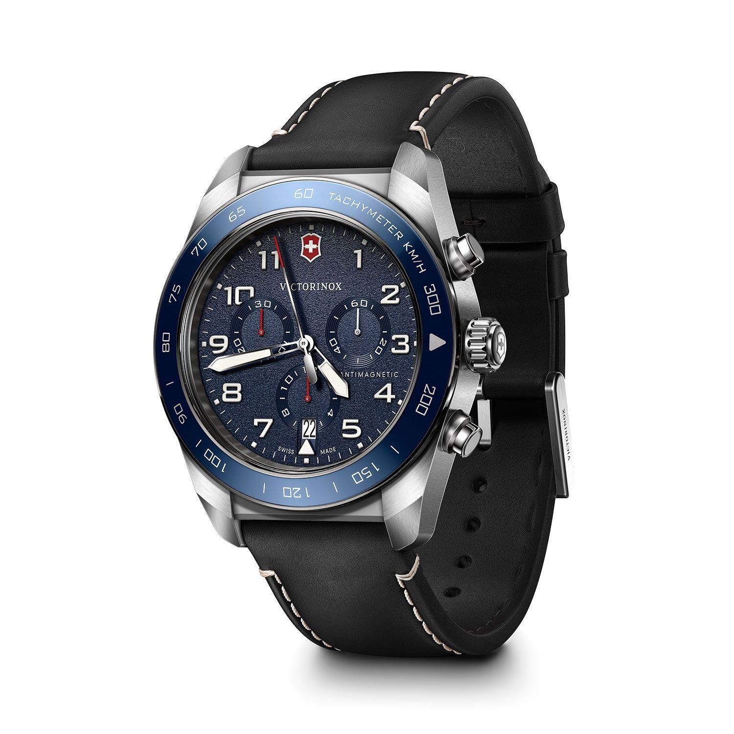 Reloj Swiss Army Chrono Correa de Cuero Negra Victorinox-1