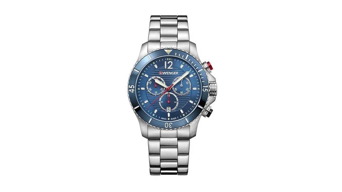 Reloj Seaforce Chrono correa de acero inoxidable dial color azul Wenger-0