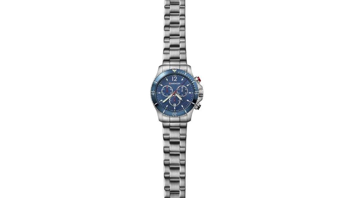 Reloj Seaforce Chrono correa de acero inoxidable dial color azul Wenger-1