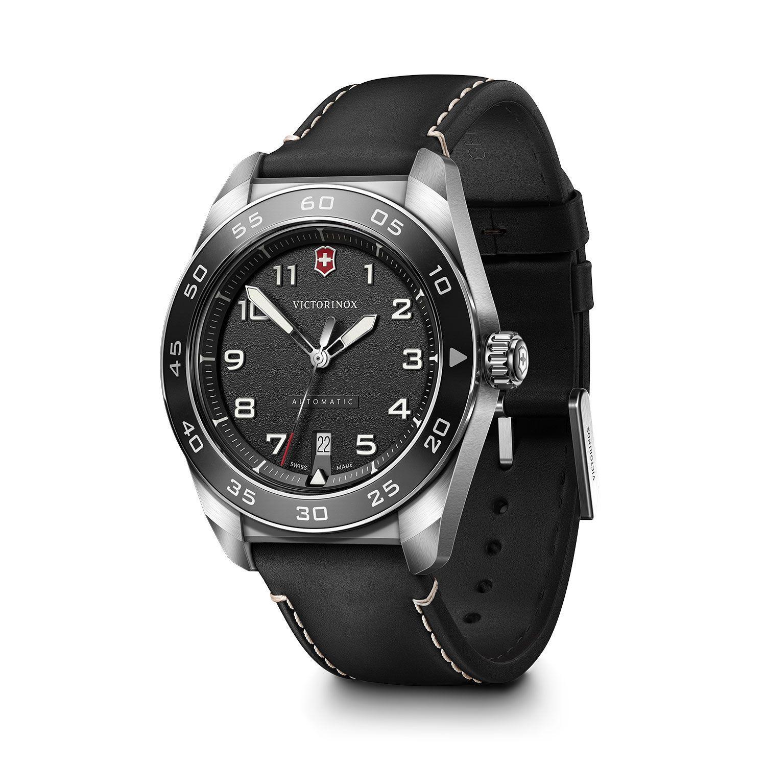 Reloj Swiss Army Automático Negro Correa de Cuero Victorinox-1