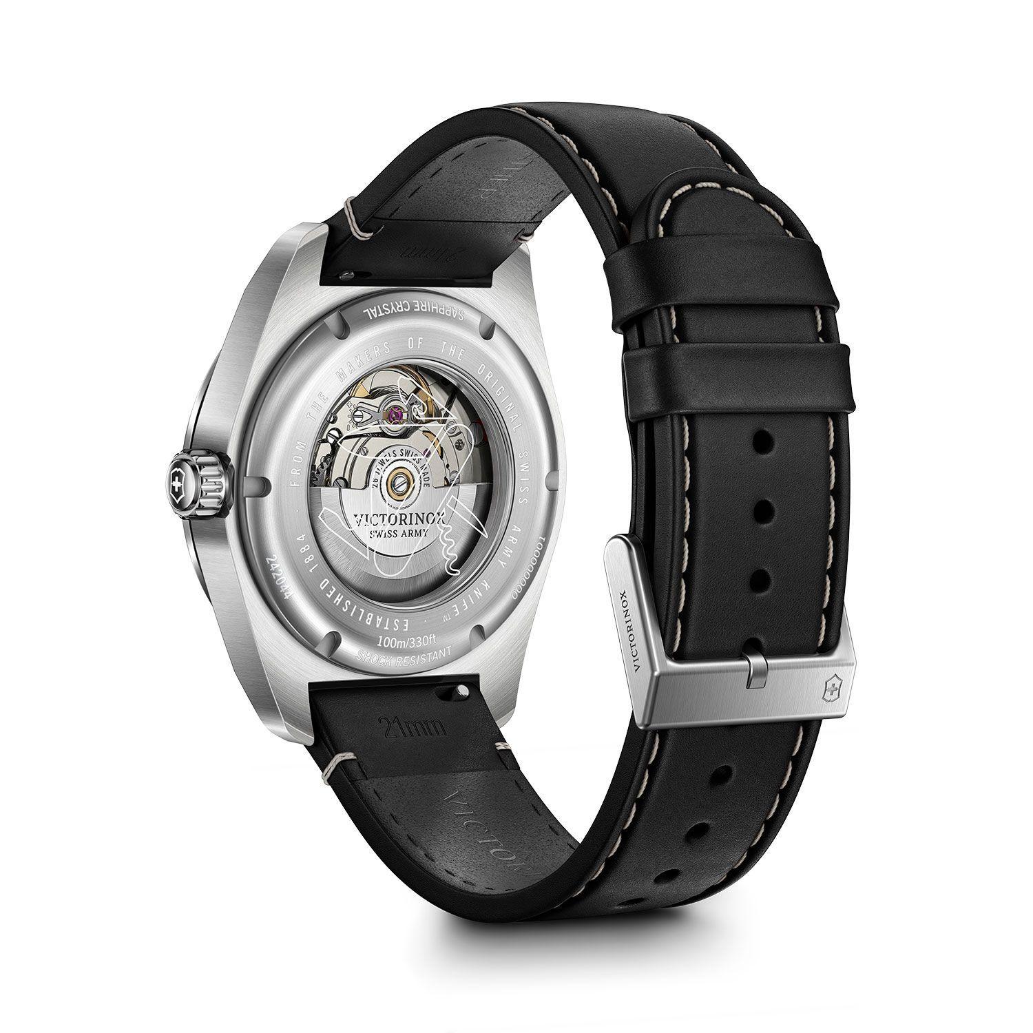 Reloj Swiss Army Automático Negro Correa de Cuero Victorinox-4