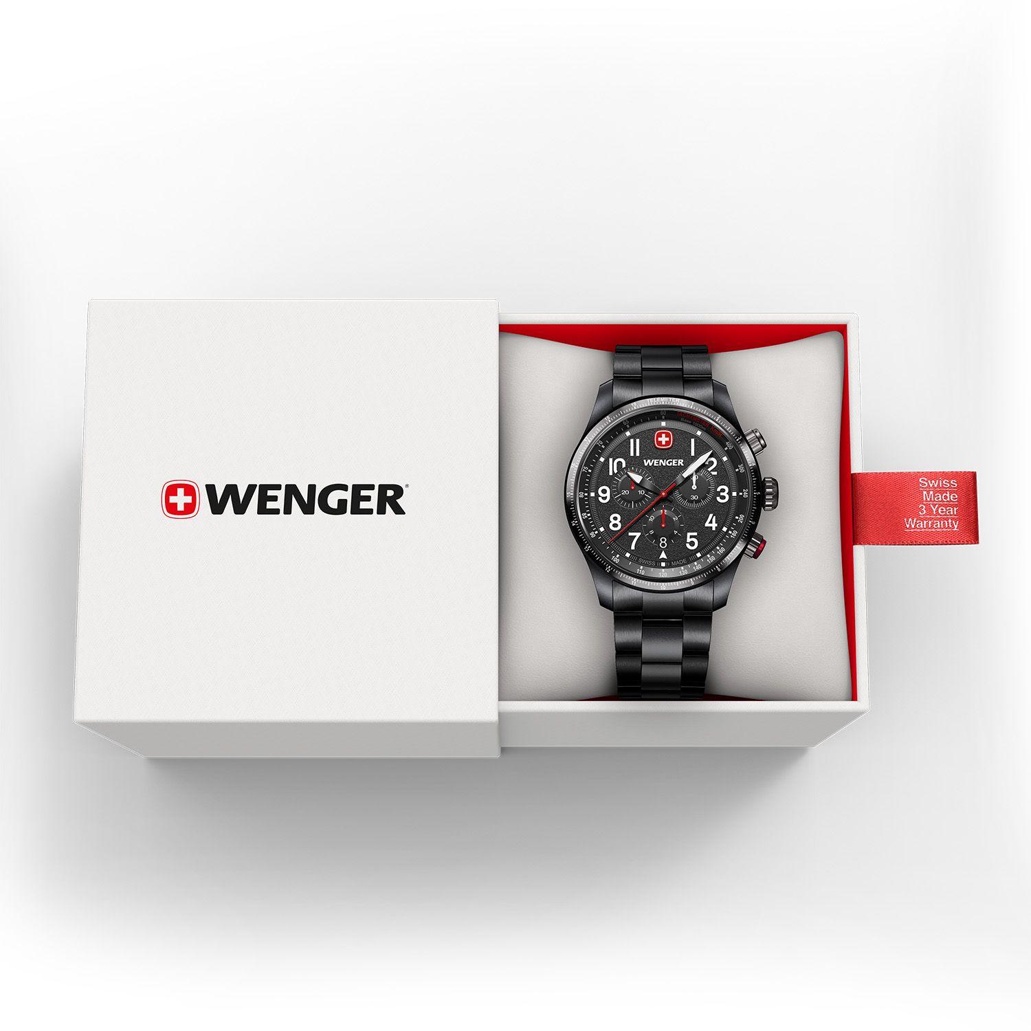 Terragraph Chrono negro/blanco correa de acero Wenger-2