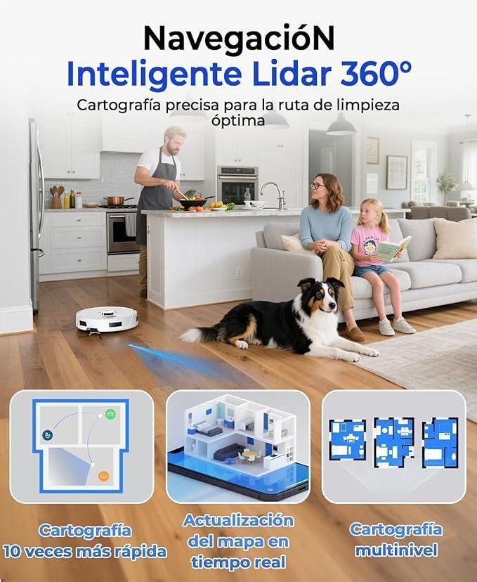 Marca Redkey D8 Robot Aspirador y Fregasuelos 200mins 20000Pa Aspirador Robot con Base 4L Auto Vaciado-2