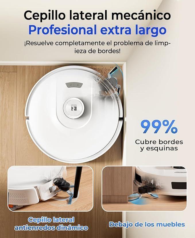 Marca Redkey D8 Robot Aspirador y Fregasuelos 200mins 20000Pa Aspirador Robot con Base 4L Auto Vaciado-5