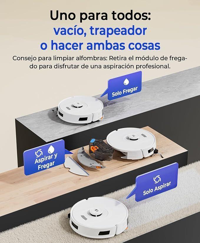 Redkey D8 Robot Aspirador y Fregasuelos 200mins 20000Pa Aspirador Robot con Base 4L Auto Vaciado-4