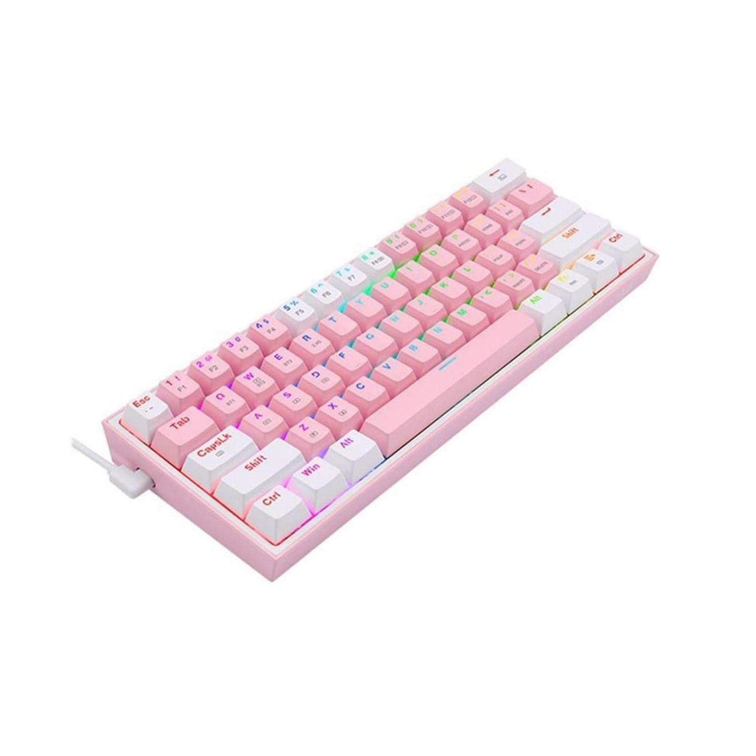 Teclado Mecánico 60% Redragon Fizz K617 Pink White Sw Red-2