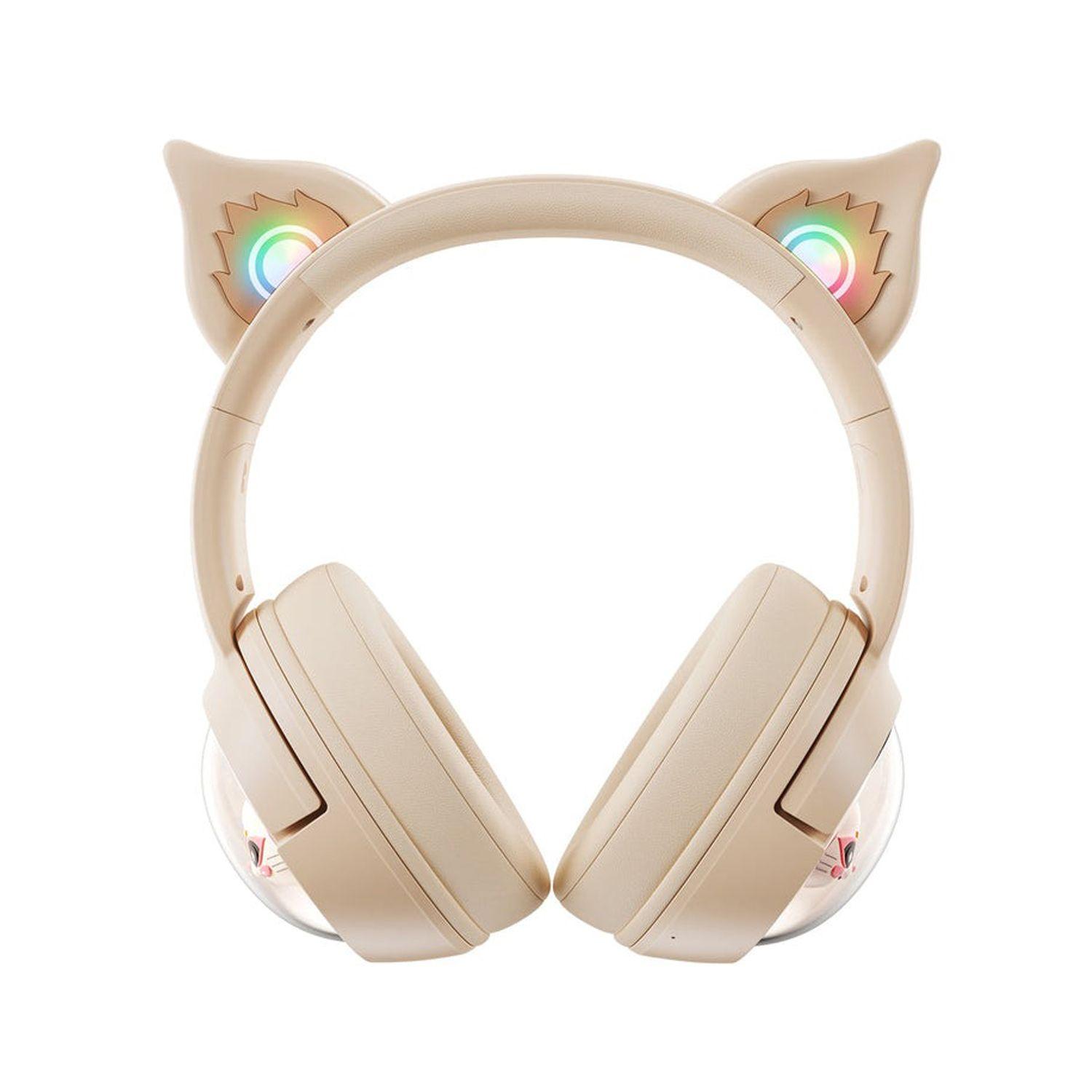 Audífono Gamer Bluetooh Onikuma B5 Kitty Ears Cream-1