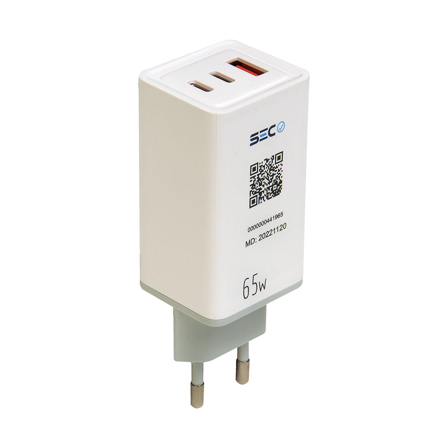 Cargador Carga Super Rapida 3 Puertos 65W TM-200539-WH-2