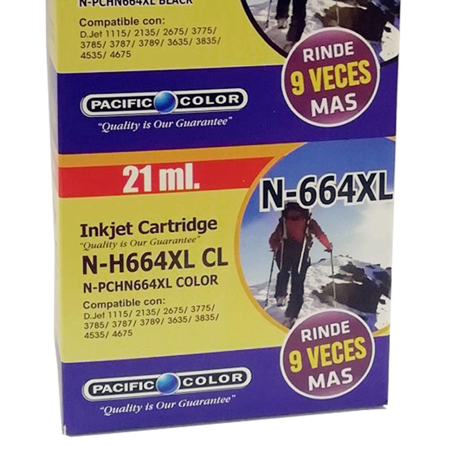 Cartucho de Tinta Pack N-H664xl Negro y Color Compatible HP-2