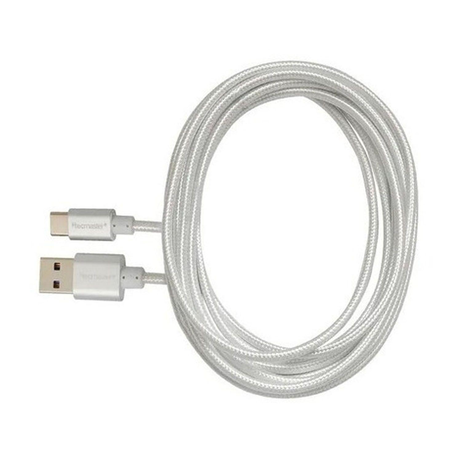 Cable Tecmaster Usb Tipo C 2.5mt Trenzado Blanco- Crazygames-0