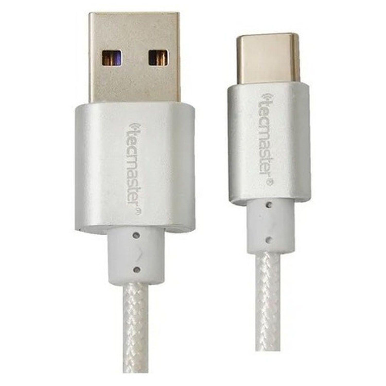 Cable Tecmaster Usb Tipo C 2.5mt Trenzado Blanco- Crazygames-1