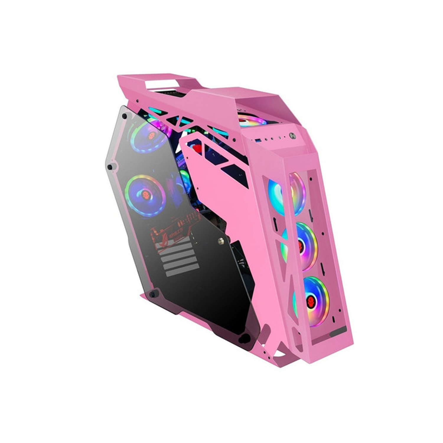 Gabinete Gamer Daka Plus Rosa Incluye 5 Fan Rgb- Crazygames-0