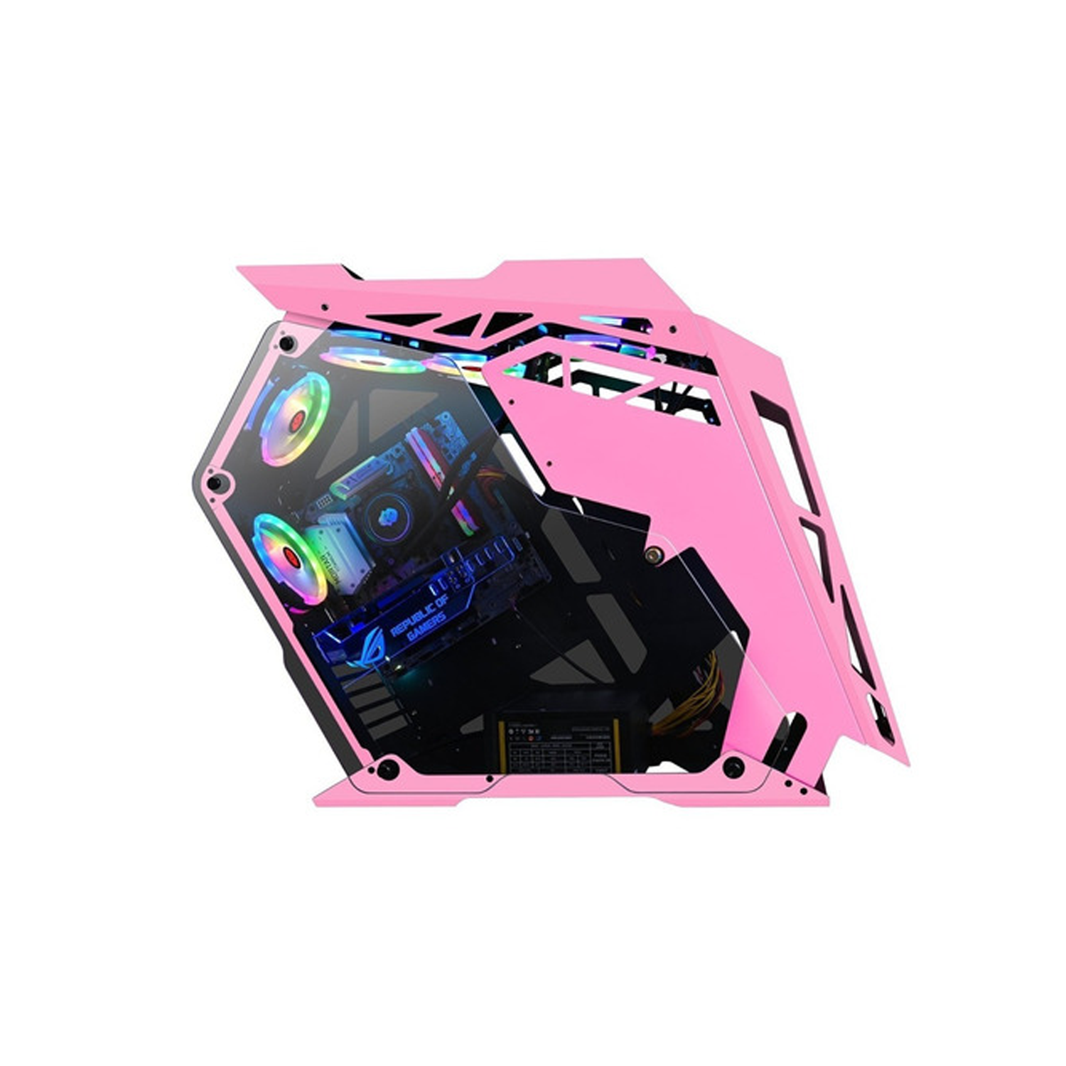 Gabinete Gamer Daka Plus Rosa Incluye 5 Fan Rgb- Crazygames-1