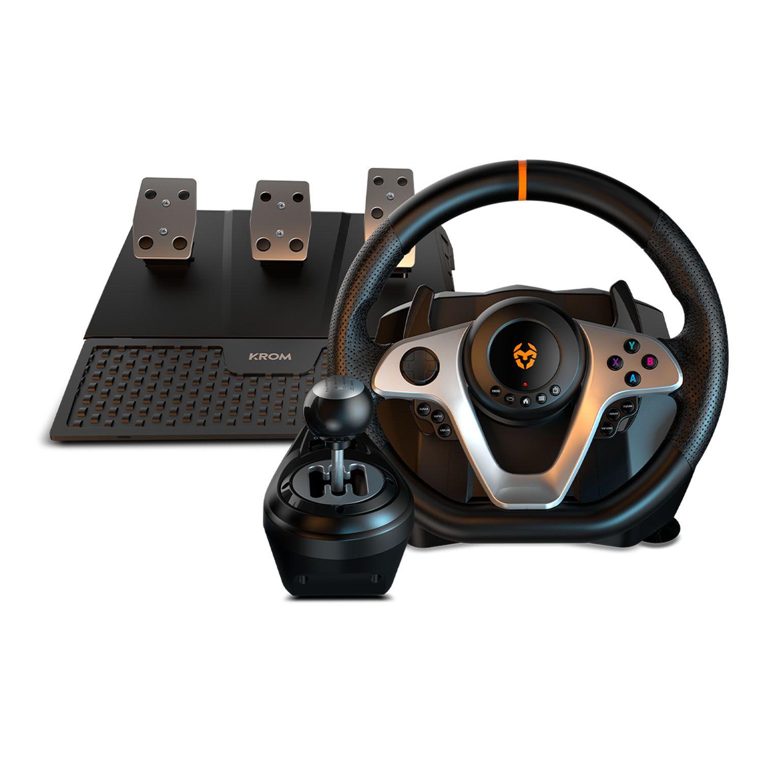 Kit Volante y Pedales Gamer Krom K-wheel Pro Multiplatafoma-0