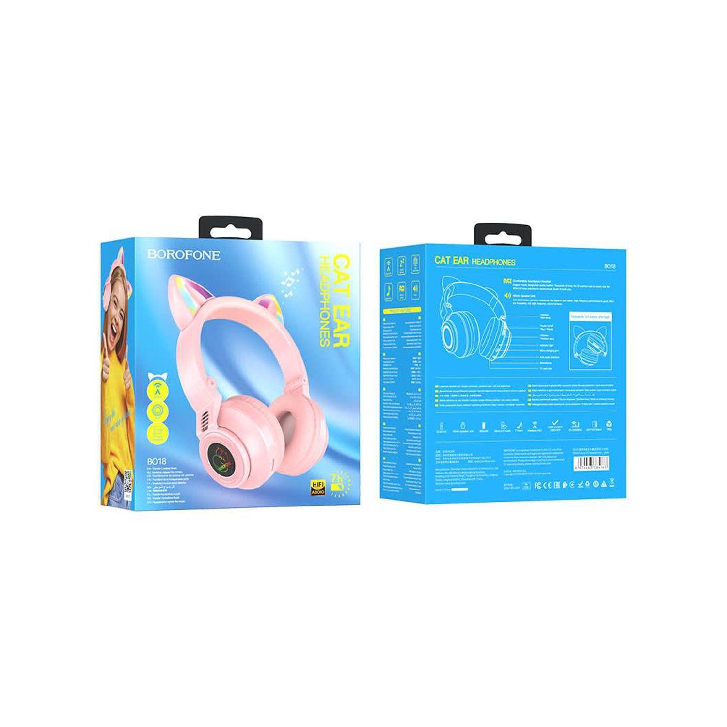 Audífono Kitty Bluettoth Borofone Bo18 Pink-2