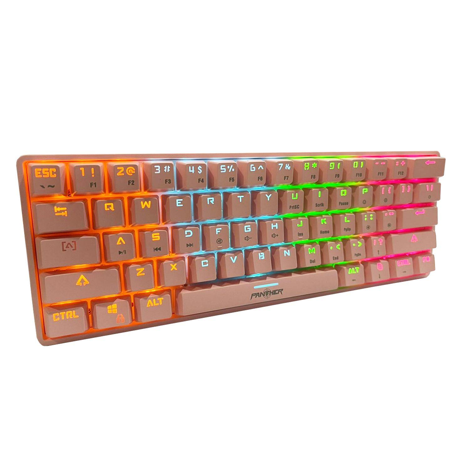Teclado Gamer  60% PM-615 Rosa Switch Blue Panther-0