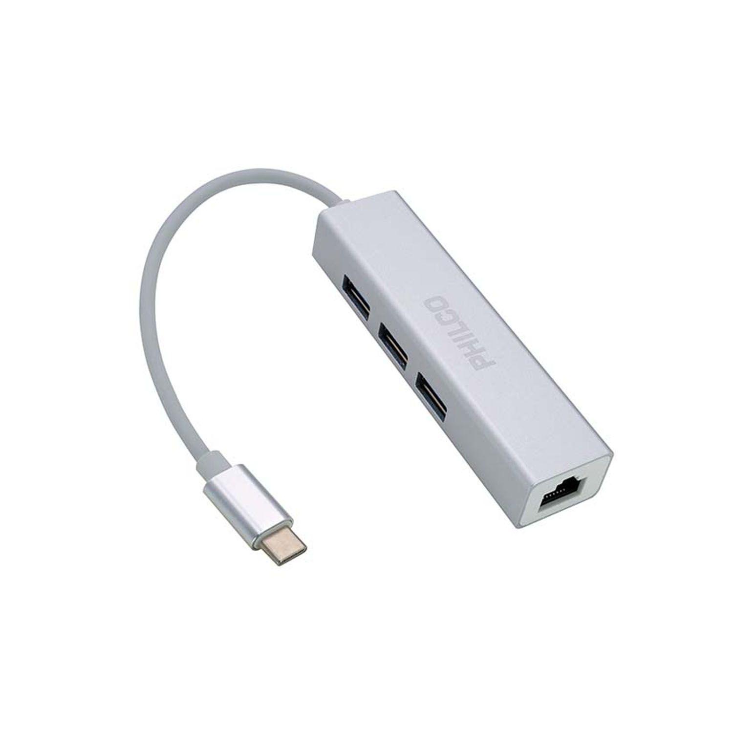 Adaptador Ethernet A Tipo C + Hub Usb 3.0 Philco 42180-0