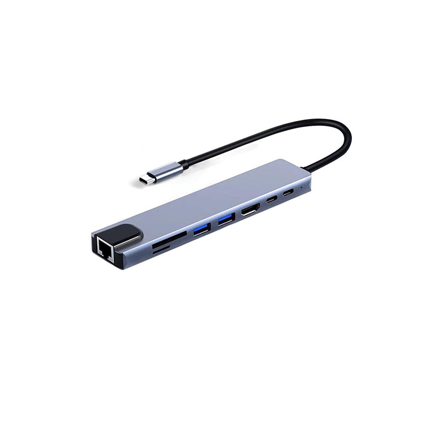 Dock Station Adaptador Usb Tipo C 8 en 1 (SD/Hdmi/Usb/TipoC)-0