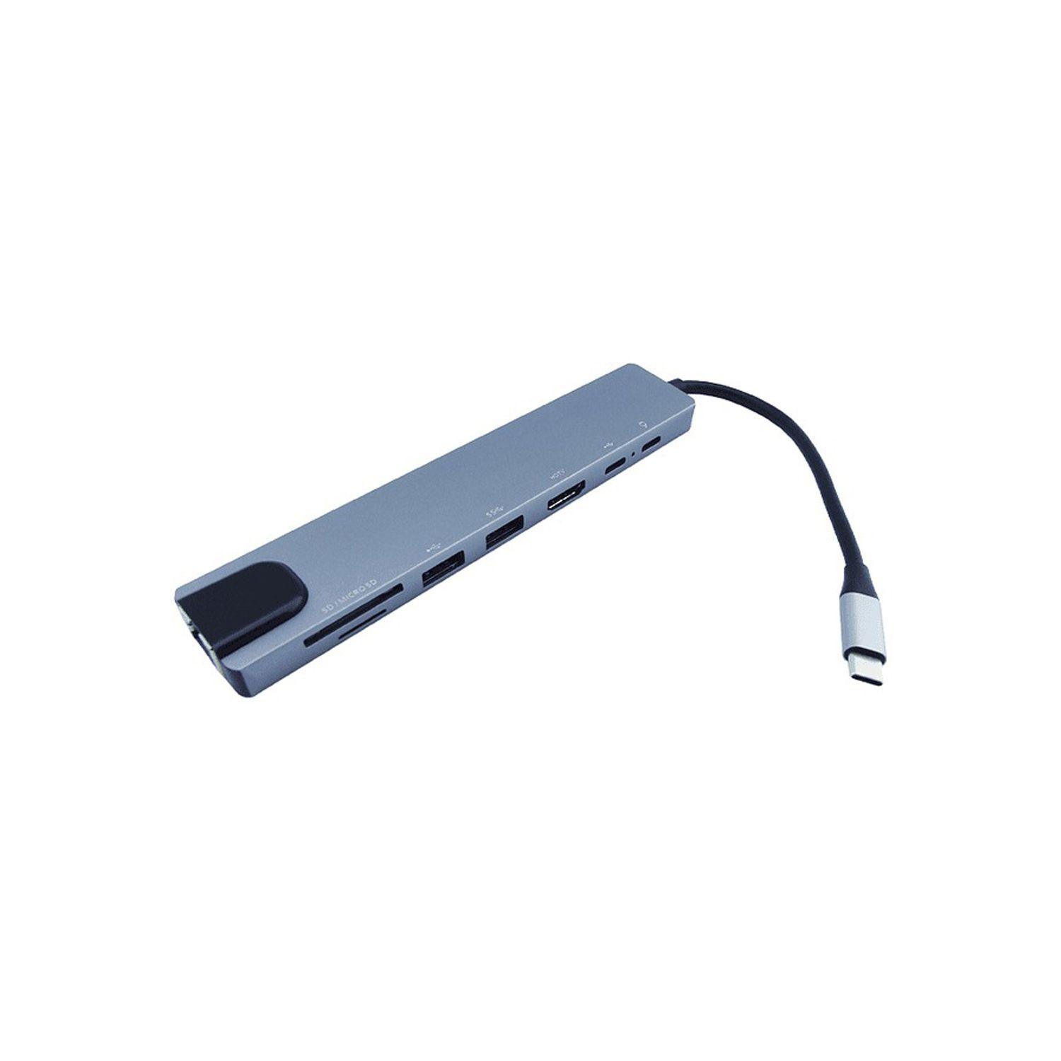 Dock Station Adaptador Usb Tipo C 8 en 1 (SD/Hdmi/Usb/TipoC)-1