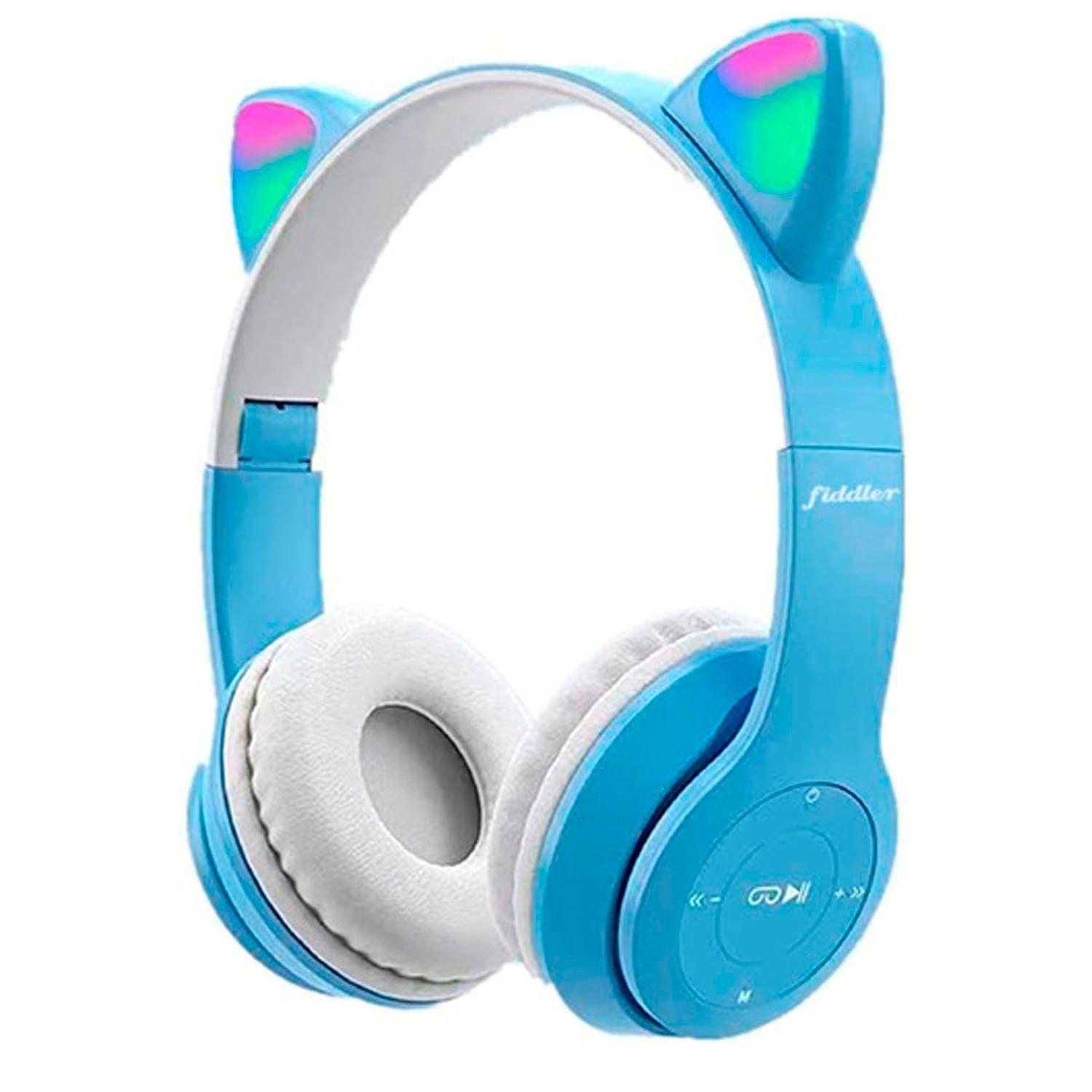 Audífono Bluetooth Con Orejas De Gato Y Luces Color Azul-0