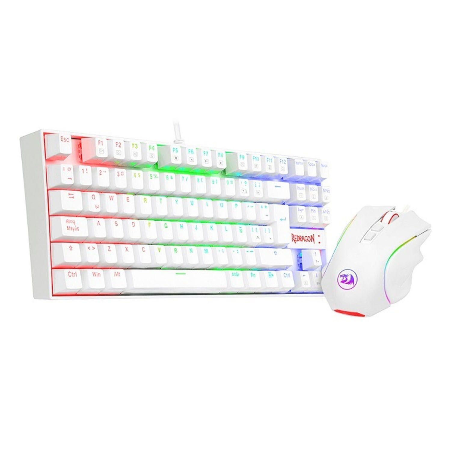 Kit Redragon Teclado Kumara Y Mouse Griffin K552RGB Blanco-1