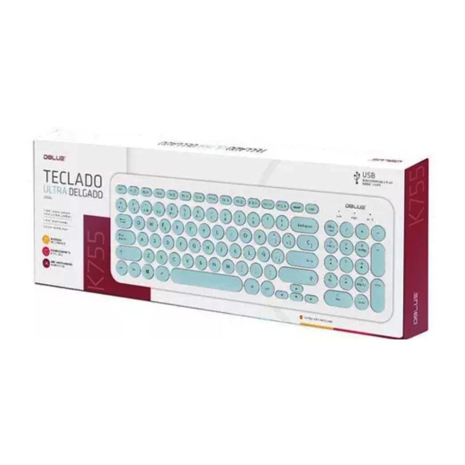Teclado Delgado Round Key Blanco y Verde DBK755 - Crazygames-1