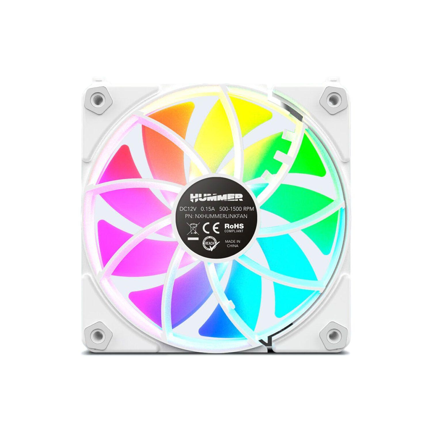 Pack 3 ventiladores Easy Link Argb White Nox Hummer-4