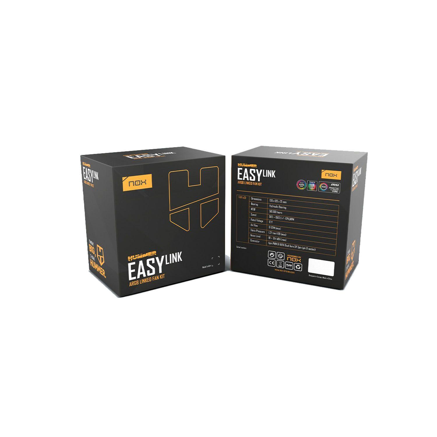 Pack 3 ventiladores Easy Link Argb White Nox Hummer-6