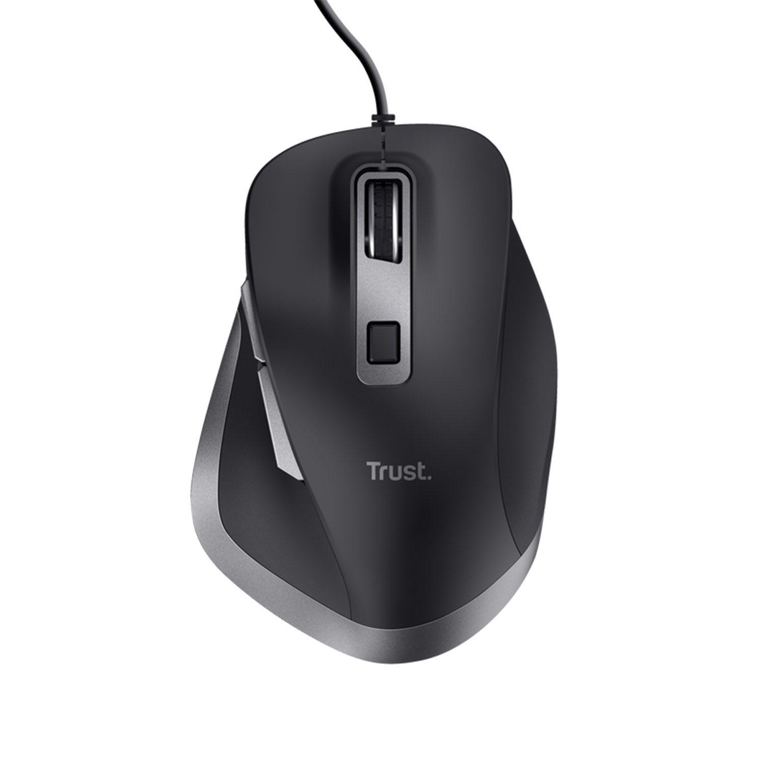 Mouse Semi Ergonomico Alambrico Trust Fyda Black-0