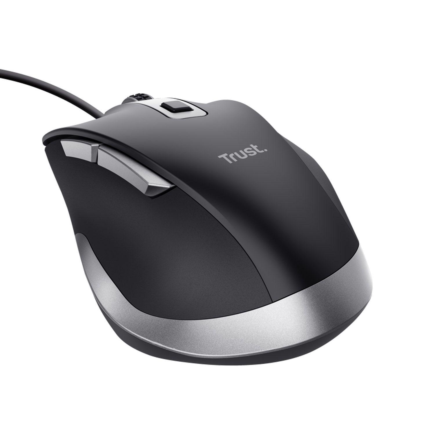 Mouse Semi Ergonomico Alambrico Trust Fyda Black-1
