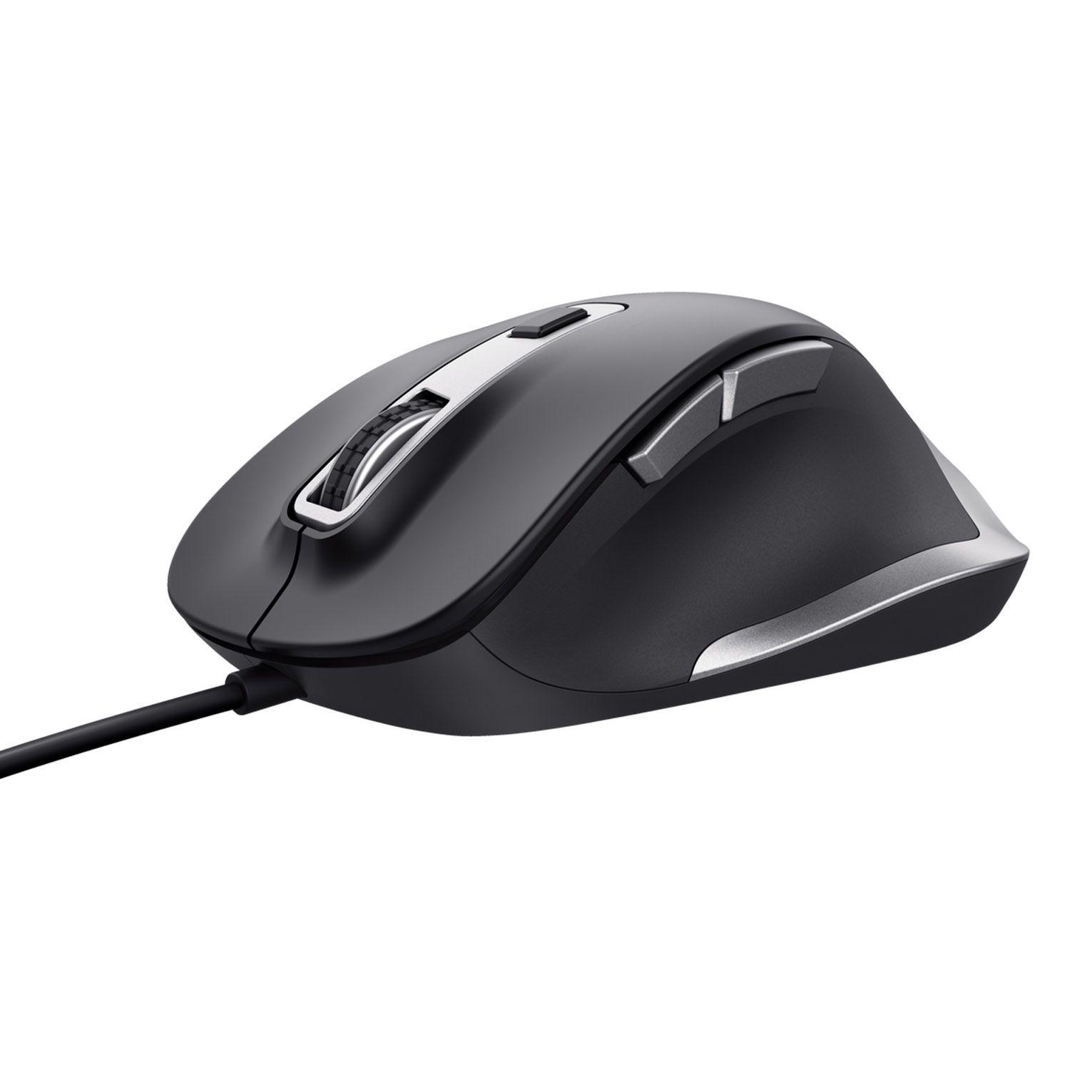 Mouse Semi Ergonomico Alambrico Trust Fyda Black-2