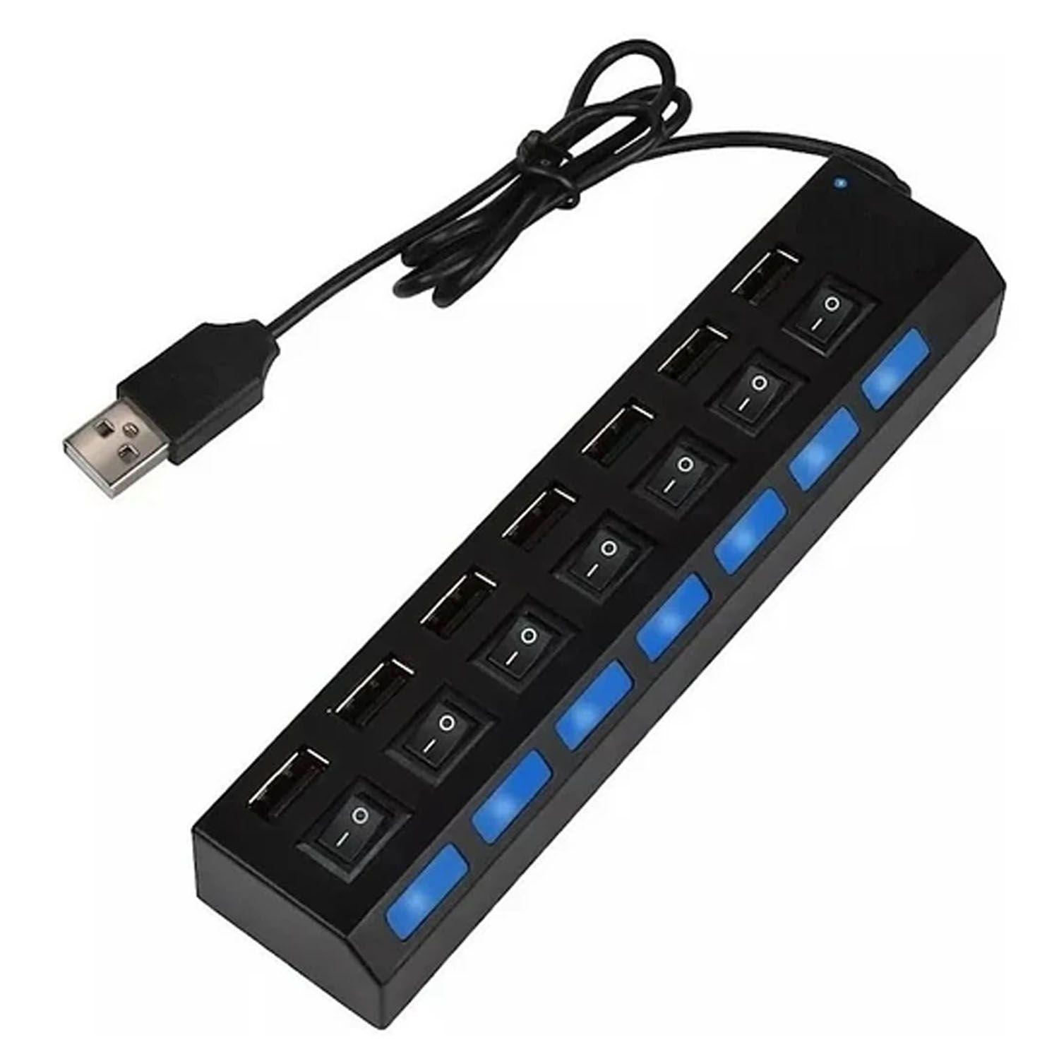 Hub USB 2.0 7 Puertos Multicargador Con Switch TL087-0