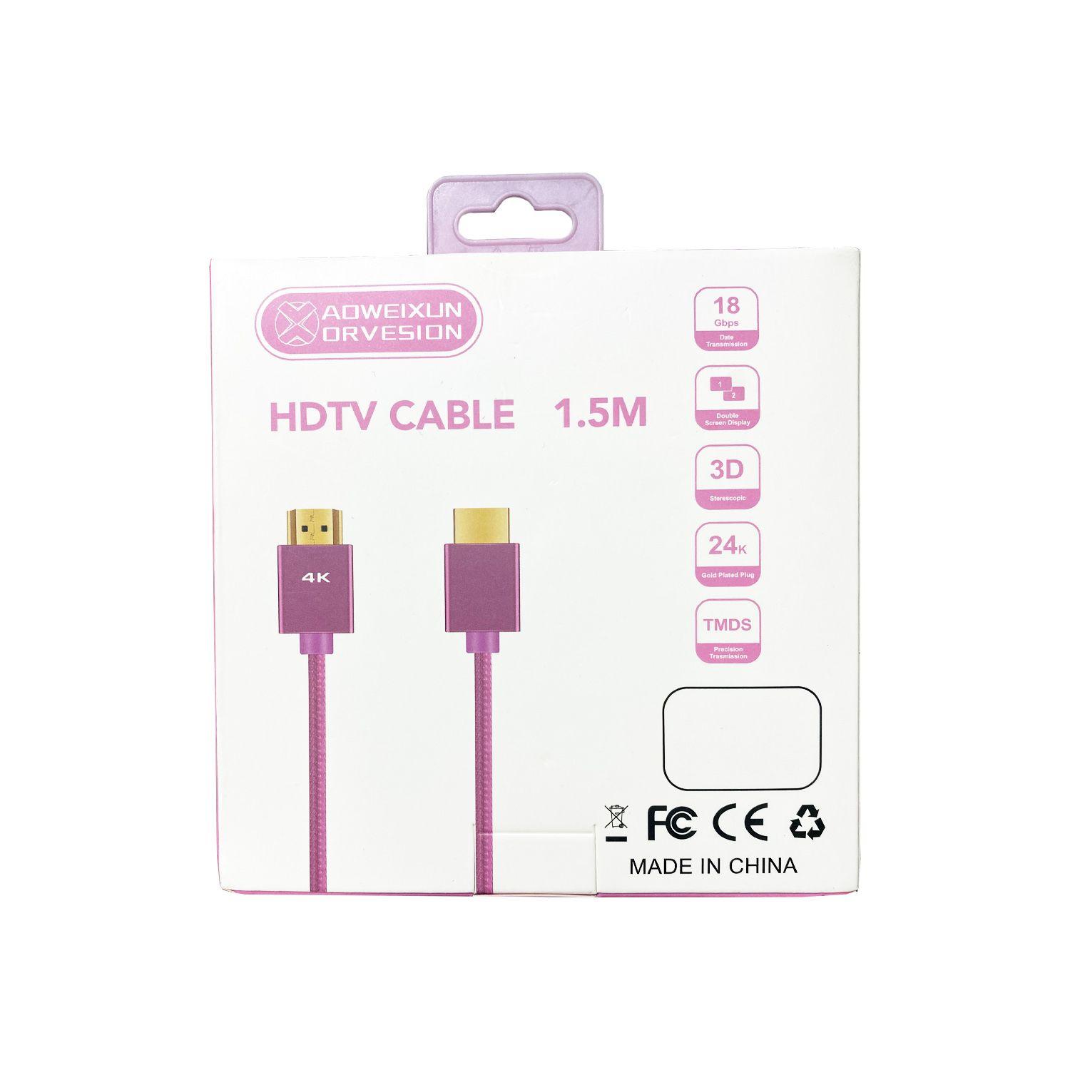 Cable Hdmi 2.0 4k UHD - Rosado 1.5 Metros-2
