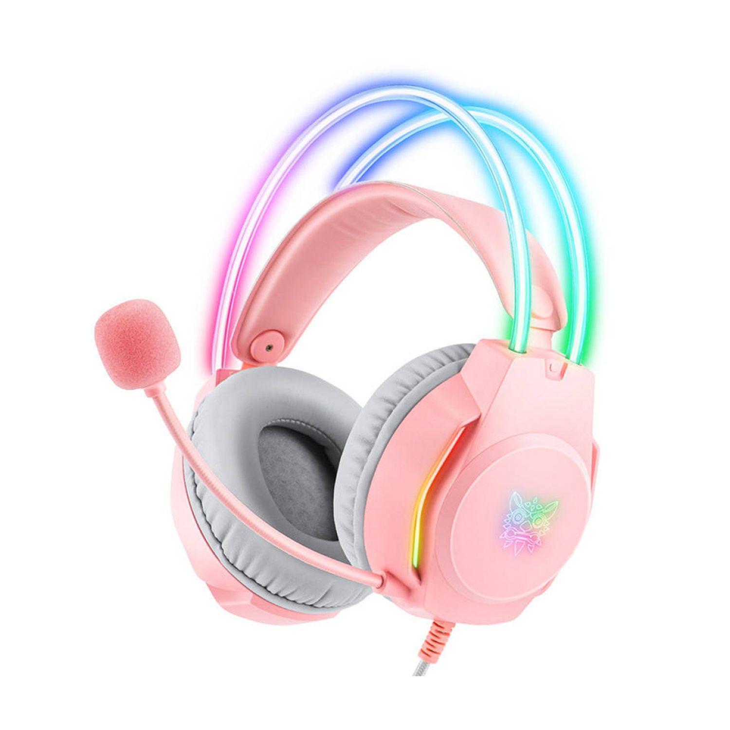 Audífono Gamer Onikuma X26 Rgb Pink 3.5 + Usb Para Luces-0