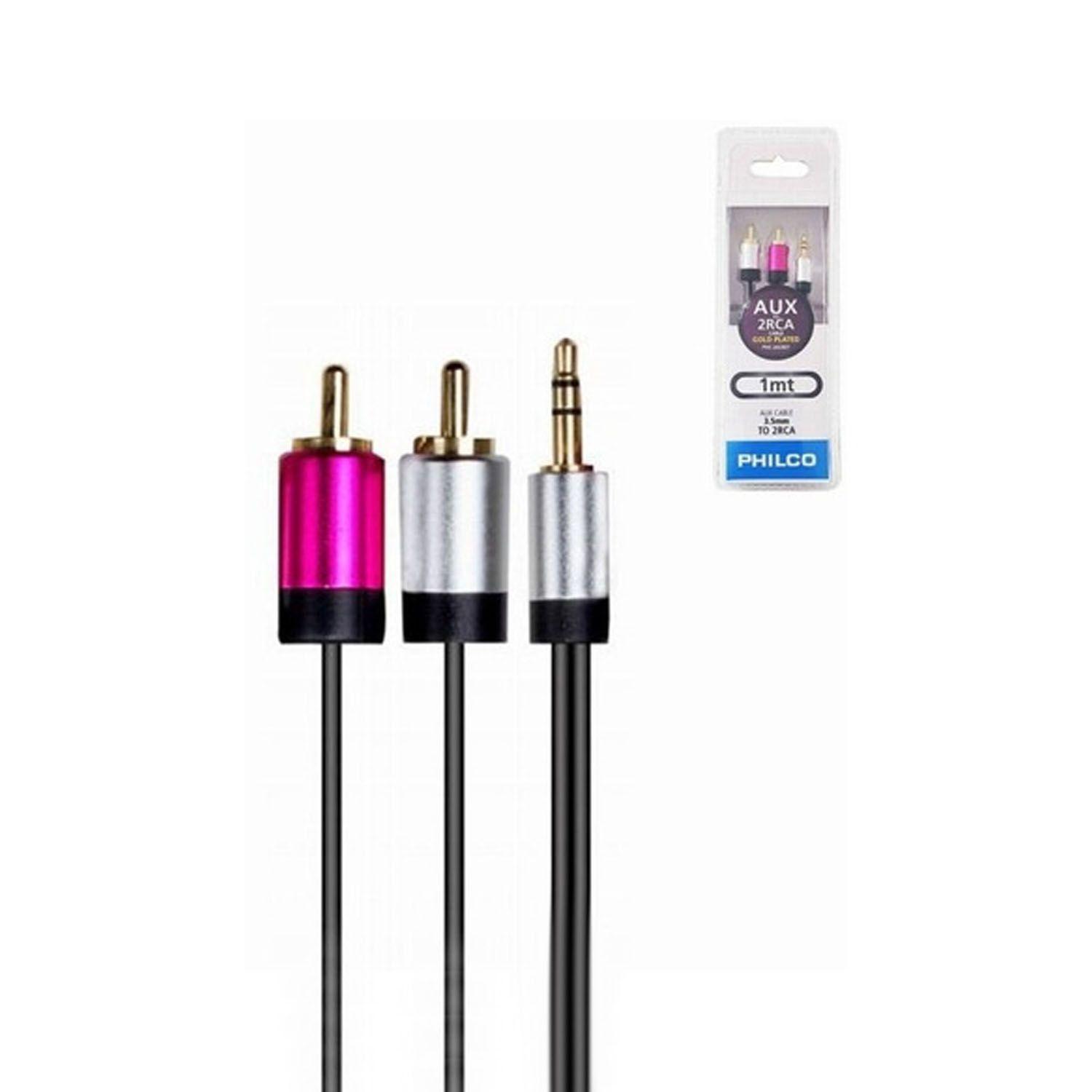 Cable Philco Auxiliar 3.5 Mm A 2rca Gold Plated 1 Mts 00271-1