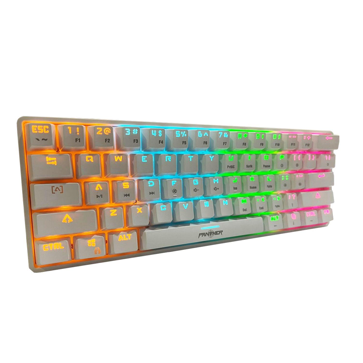 Teclado Gamer  60% PM-615 Blanco Switch Blue Panther-0