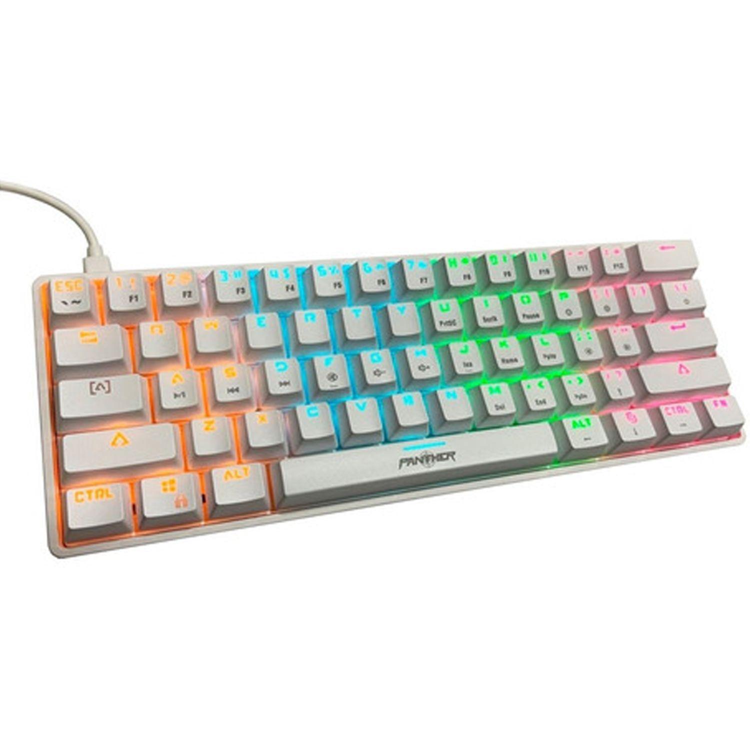 Teclado Gamer  60% PM-615 Blanco Switch Blue Panther-1
