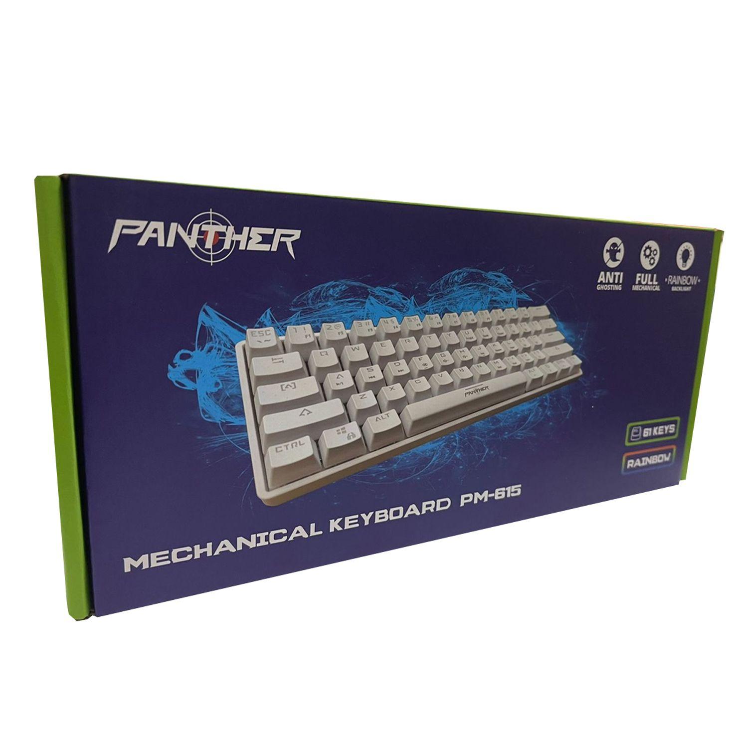 Teclado Gamer  60% PM-615 Blanco Switch Blue Panther-2