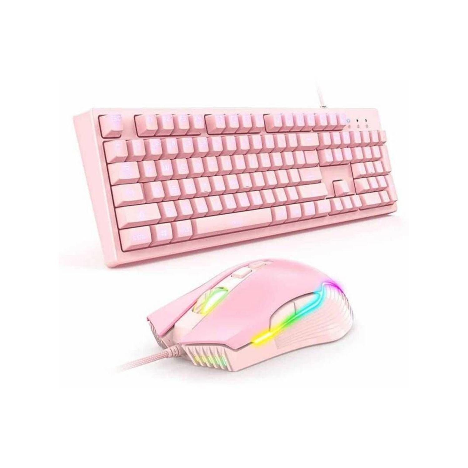 Kit Gamer Rosa Teclado Membrana G25 Y Mouse Cw905 Onikuma-0