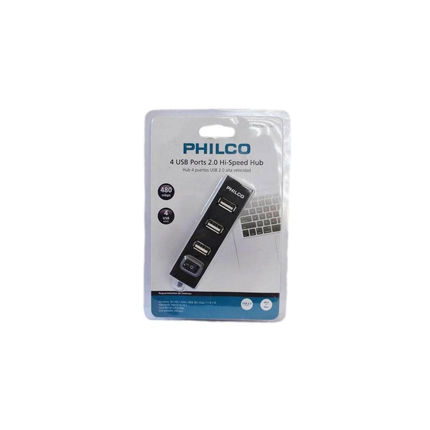 Hub Usb 2.0 Philco 4 Puertos Negro - Crazygames-1