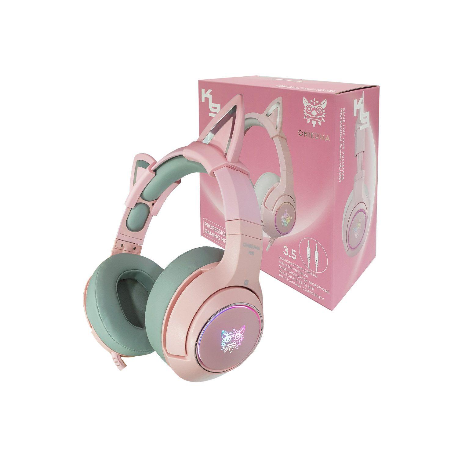 Audífono Gamer Kitty Onikuma K9 RGB Rosado - Jack 3.5-2
